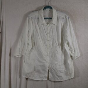 Women's White Embroidered Blouse Long Sleeve Lightweight Boho Cottagecore XL